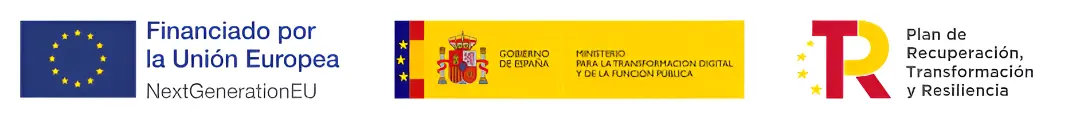 Logotipos de financiación: Ministerio para la Transformación Digital y de la Función Pública, Plan de Recuperación, Transformación y Resiliencia y Unión Europea - Next Generation EU